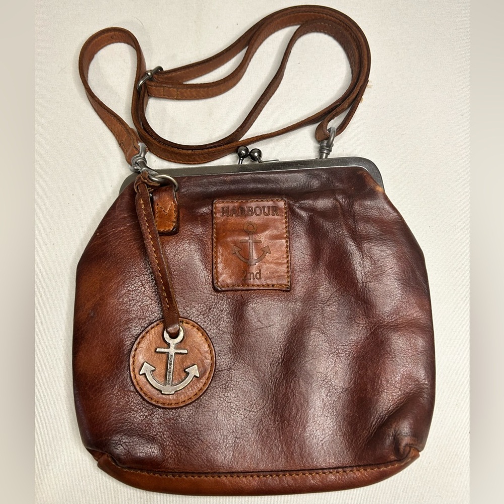 Barbour Brown Leather Crossbody Frame Bag